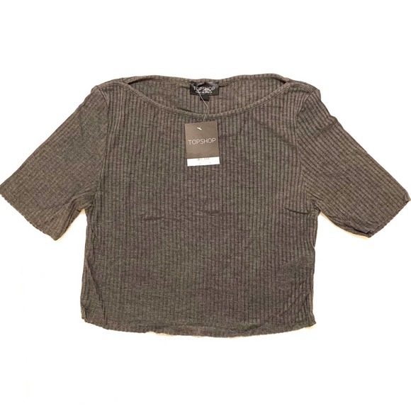 Topshop Tops - Topshop•ribbed raw hem crop top size 10